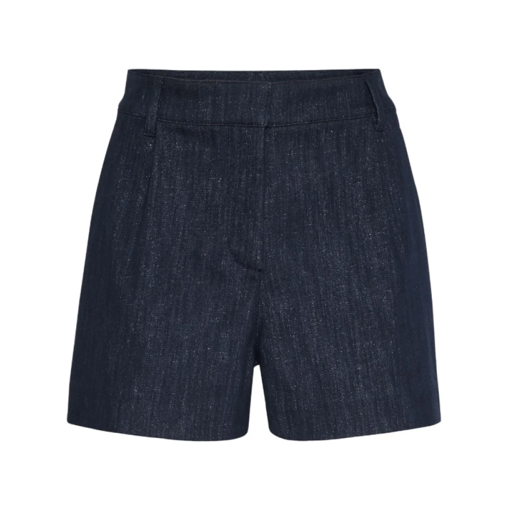 Brunello Cucinelli Blå Denim High-Waisted Shorts Blue, Dam