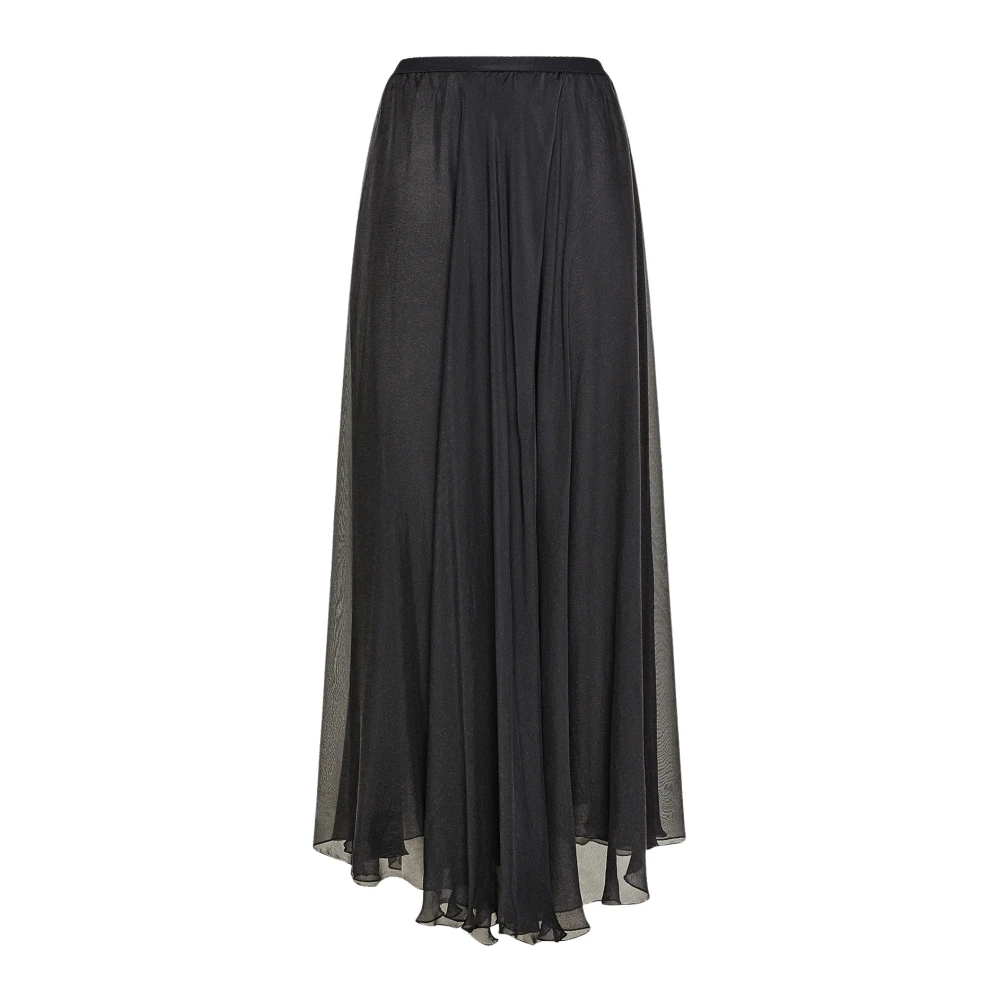 Forte Forte Women's Black Maxi Skirts, S, Silk Chiffon Long Skirt