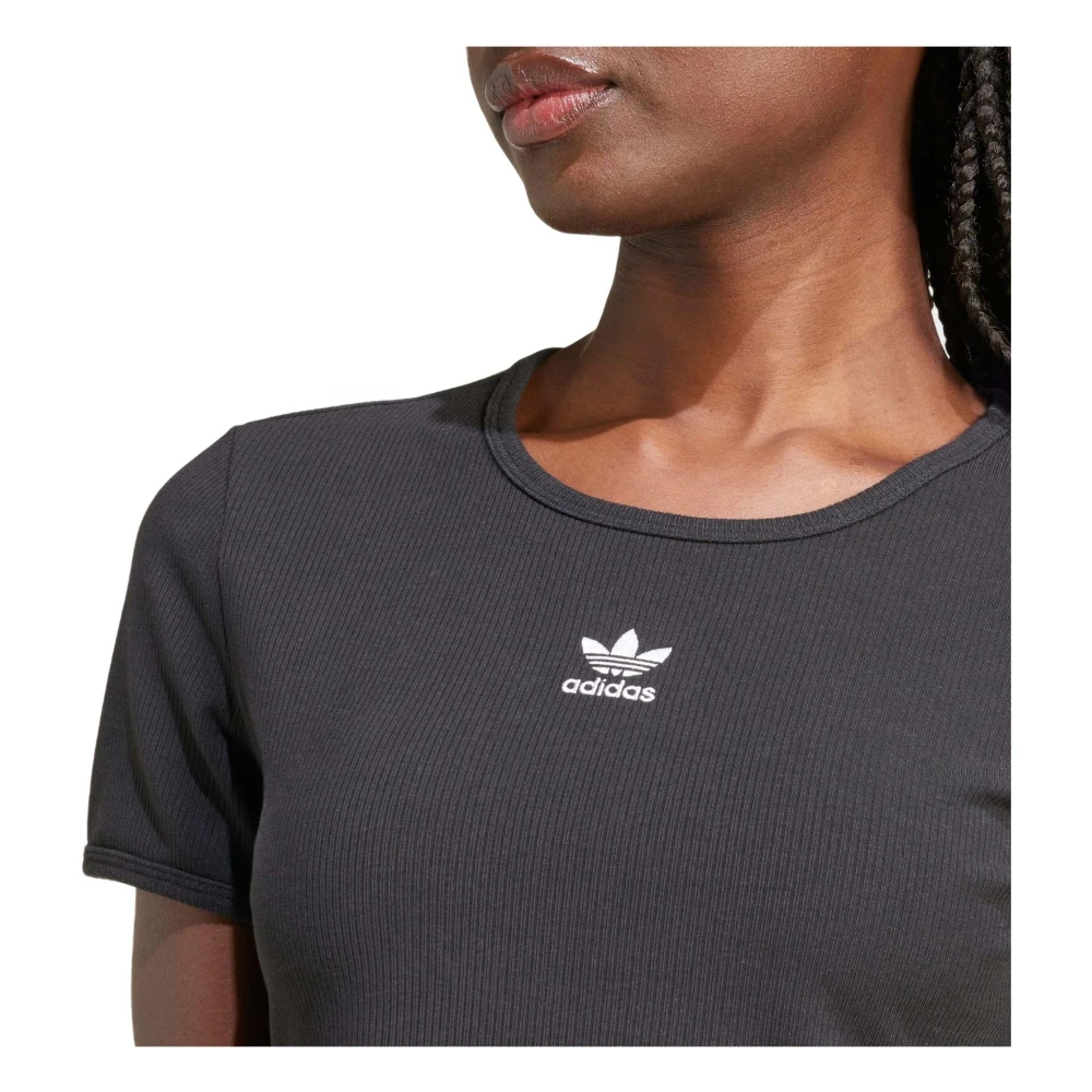 Adidas Geribbeld T-shirt Black Dames