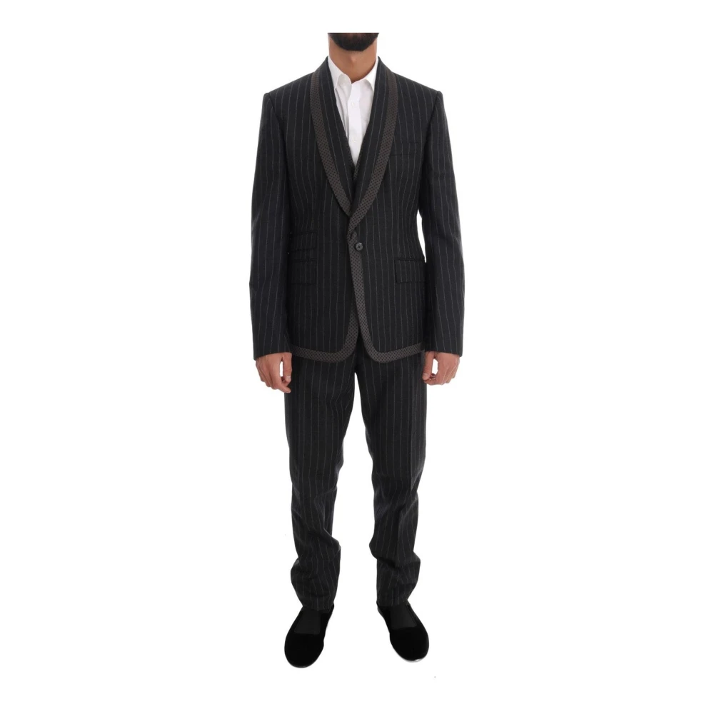 Dolce & Gabbana Pinstripe Pak voor Mannen Zwart Gray Heren
