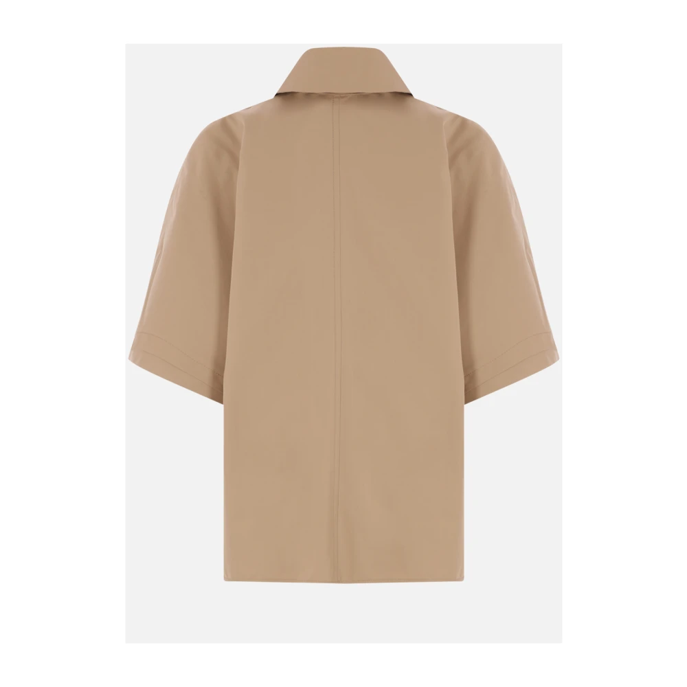 Max Mara Beige Katoenen Gabardine Jas met Klepzakken Beige Dames