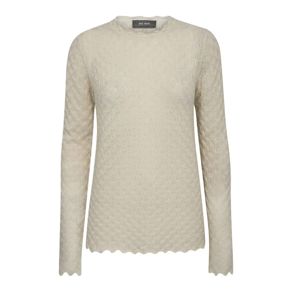 MOS MOSH Luxe Gebreide Trui met Fijn Patroon Beige Dames