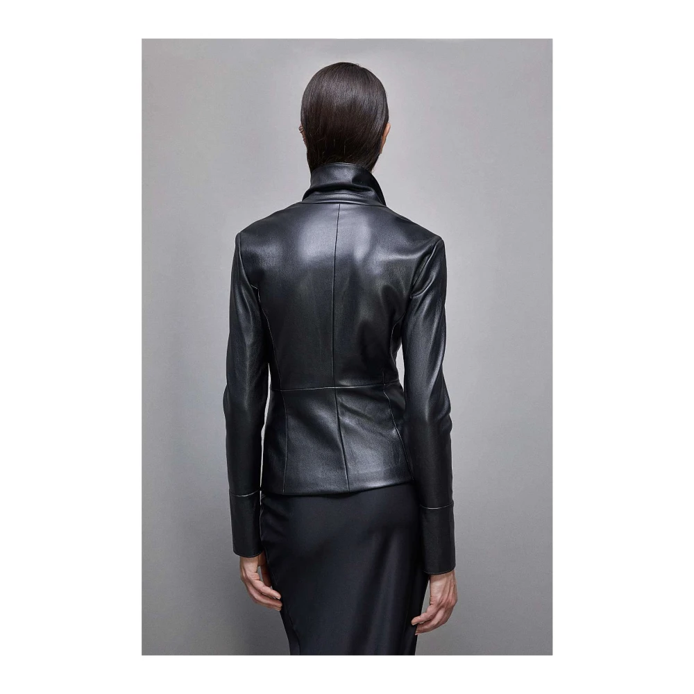 PATRIZIA PEPE Imitatie Leren Overhemd Jas Stijl Black Dames