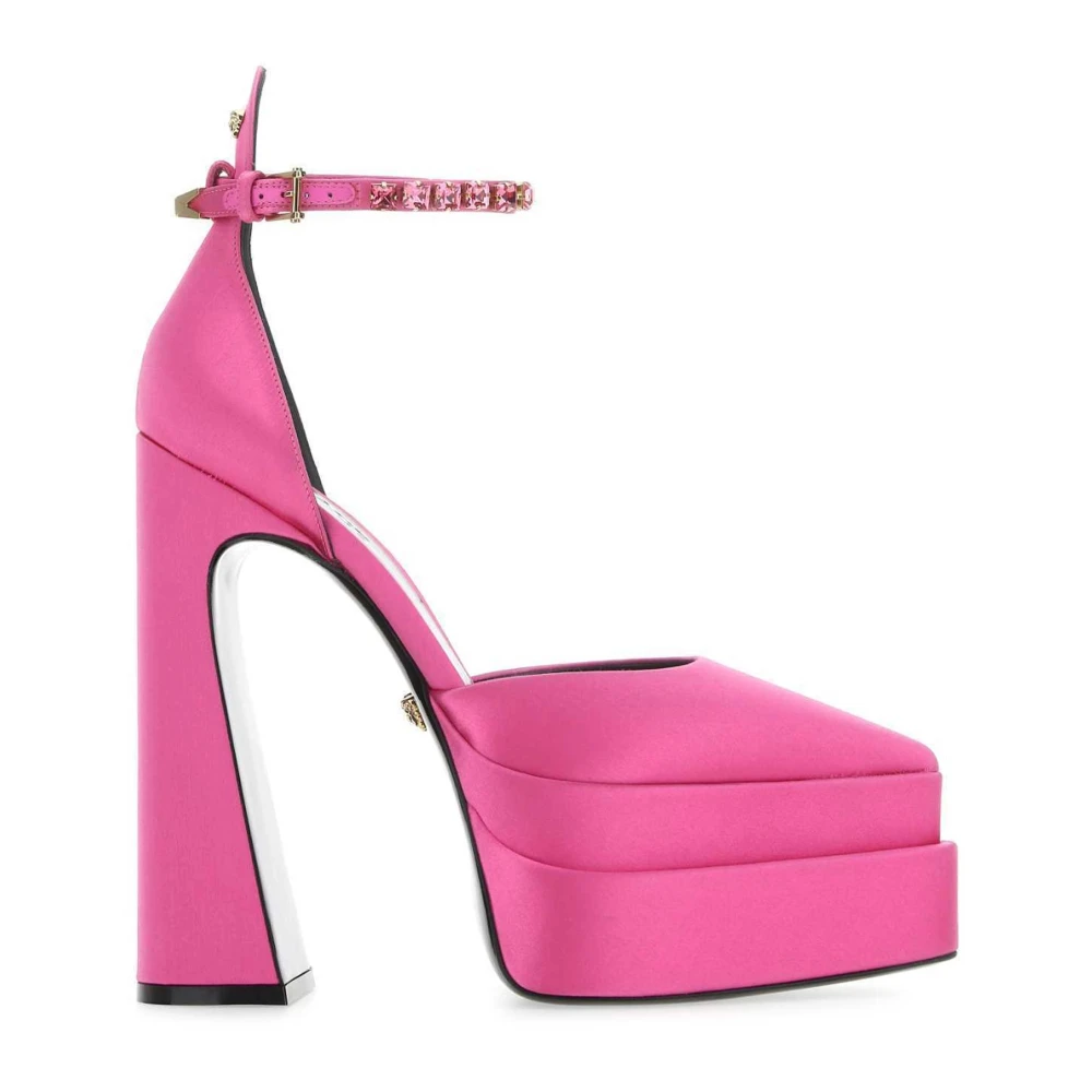 Versace Women's Pink Silk Satin Platform Pumps