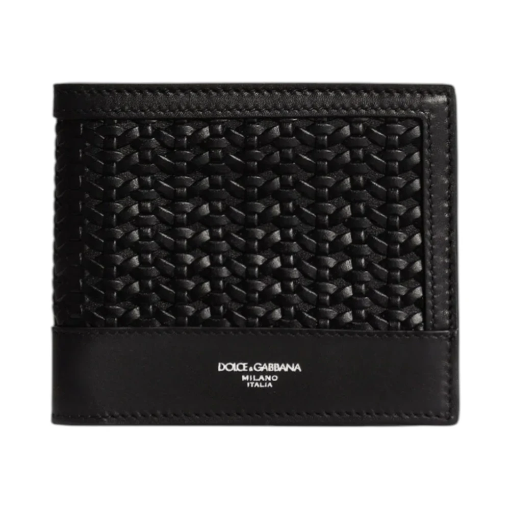 Dolce & Gabbana Men's Black Wallets & Cardholders, One Size, Woven Plongé Calfskin Wallet