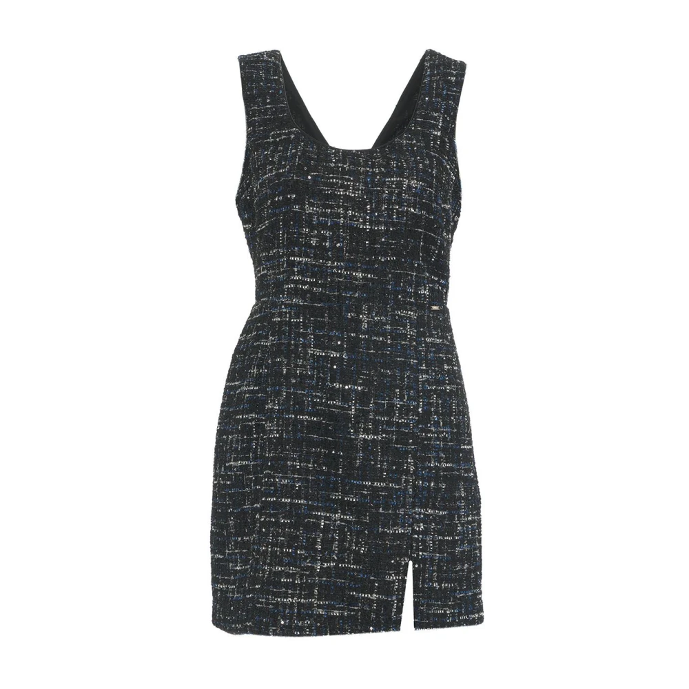 Liu Jo Stijlvolle Bouclé Jurk met V-hals Black Dames