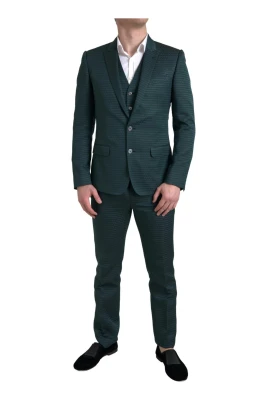 Grön Mönstrad Slim Fit Kostym