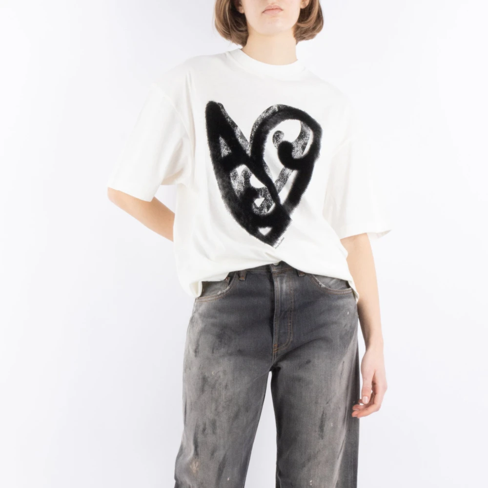 Acne Studios Wit Katoenen T-Shirt Cl0344 White Dames