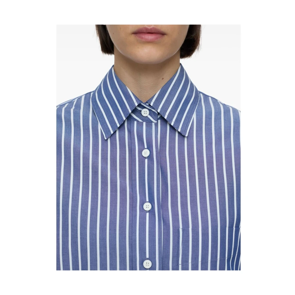 closed Navy Blue Button-Up Shirt Blue Dames