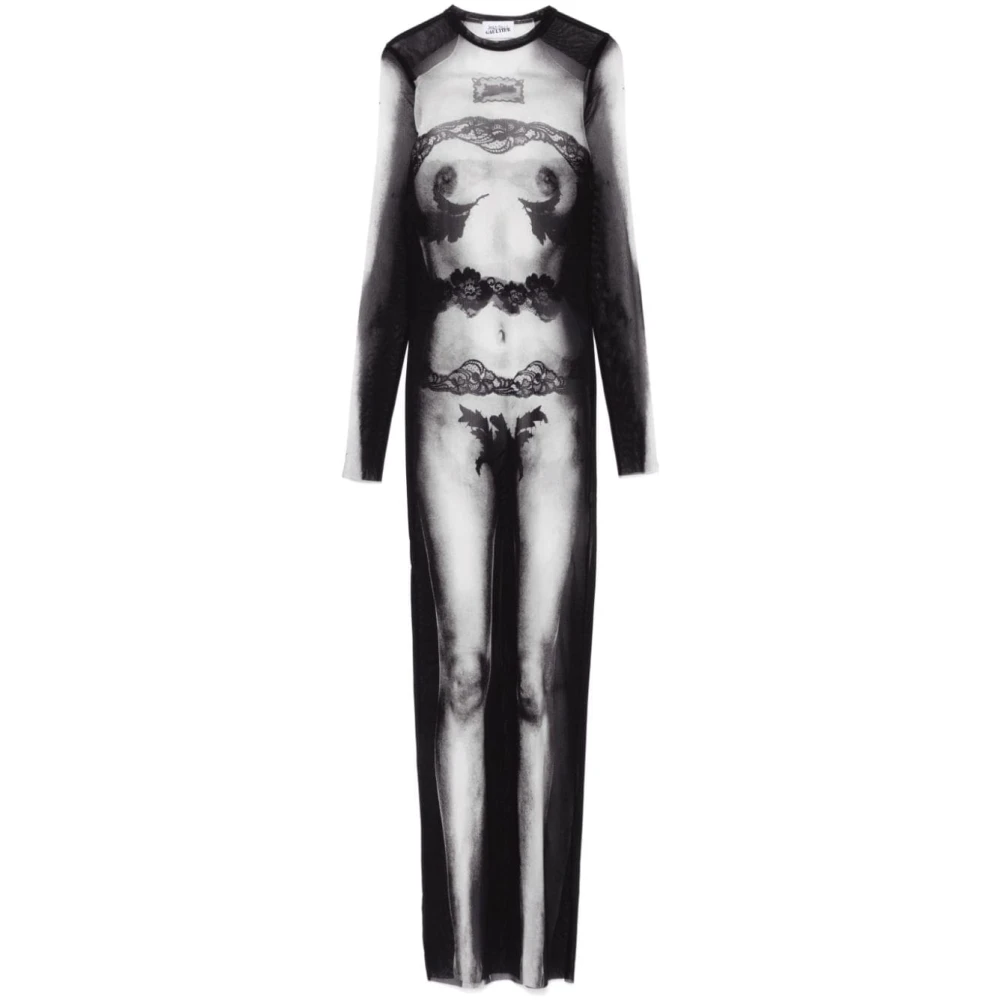 Jean Paul Gaultier Mesh Design Semi-Transparante Jurk Black Dames