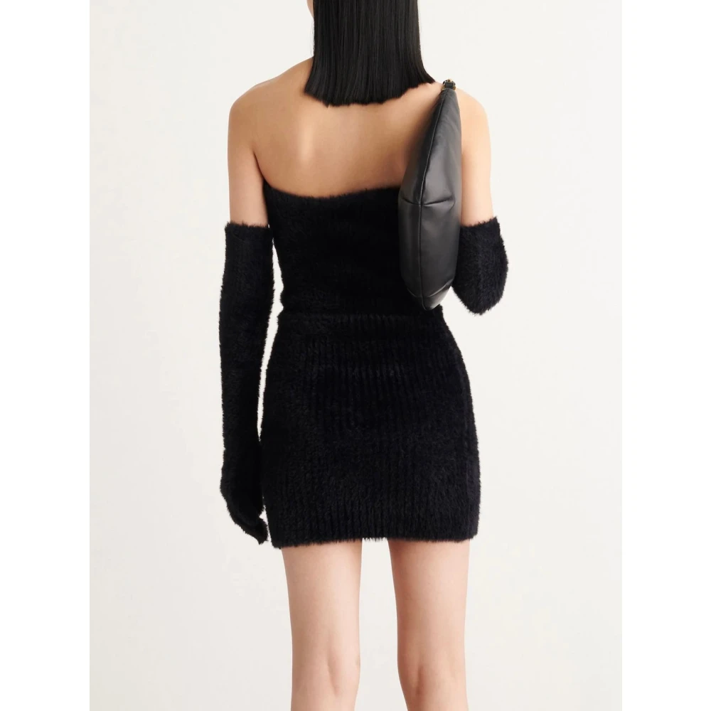 Off White Fuzzy Gloves Mini Jurk Zwart Slipover Black Dames