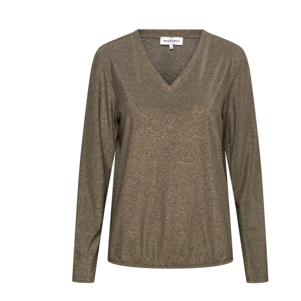 &Co Woman Vieve Lurex Top met V-hals Yellow Dames