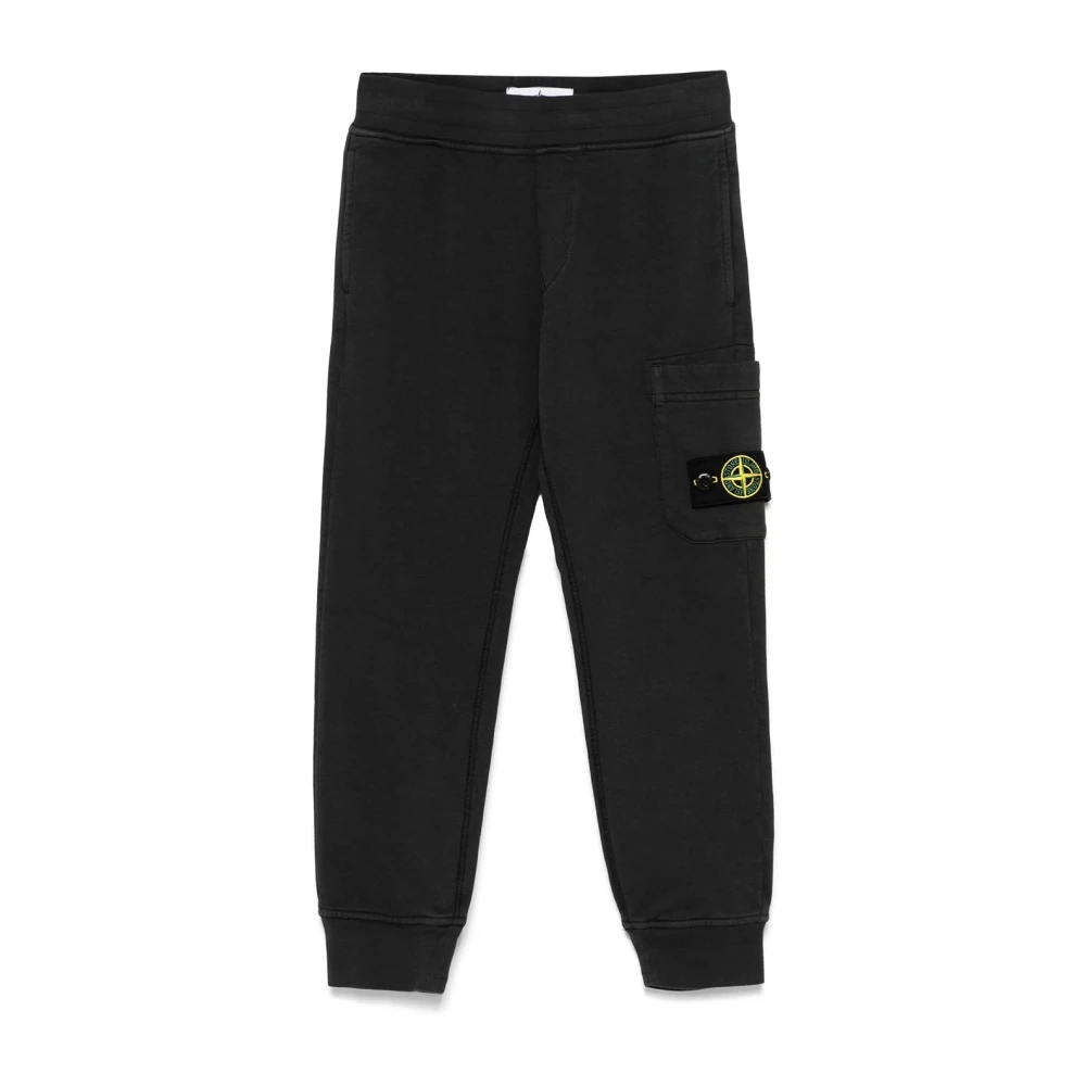 Stone Island Black Sweatpants, Male, 8 Y, Sport Joggers