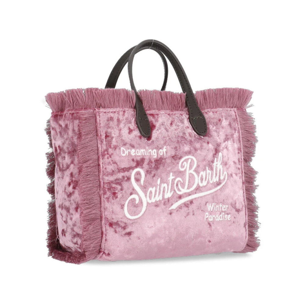 Saint Barth Paarse Fluwelen Handtas met Franjes Purple Dames