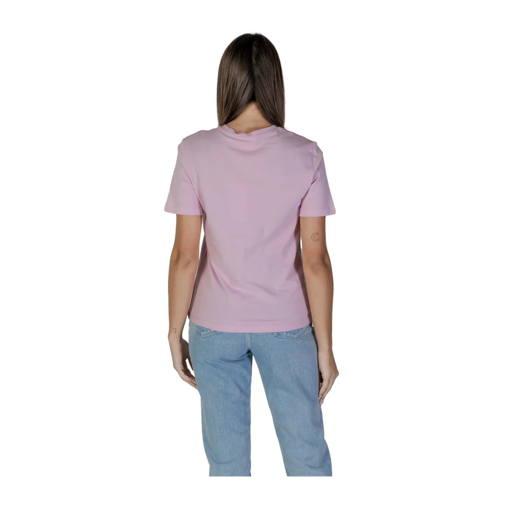 Vila Roze Katoenen T-shirt met Korte Mouwen Pink Dames