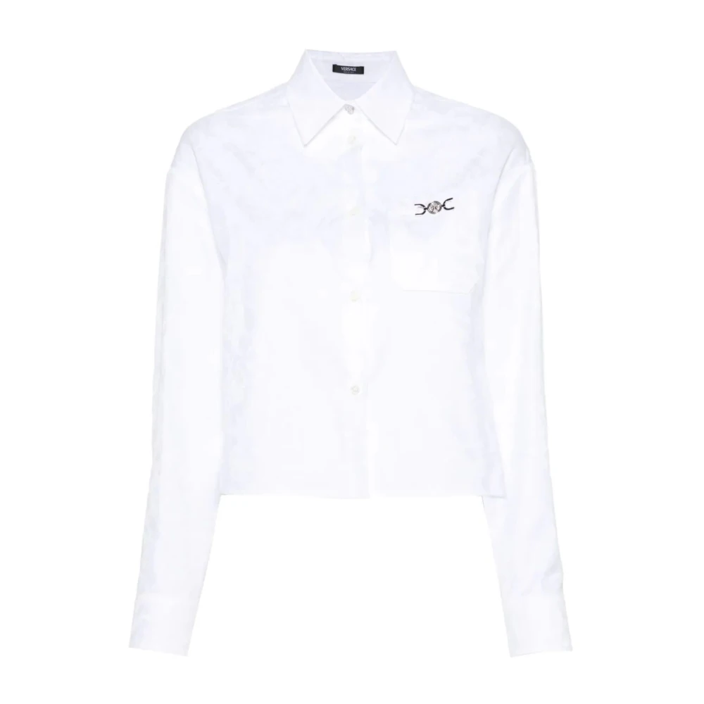 Versace Barok Print Crop Shirt White Dames