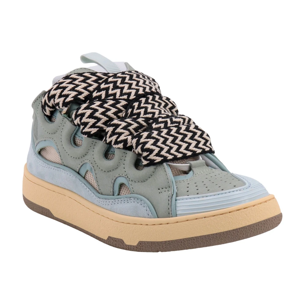 Lanvin Iconische Crub Suède en Leren Sneakers Blue Dames