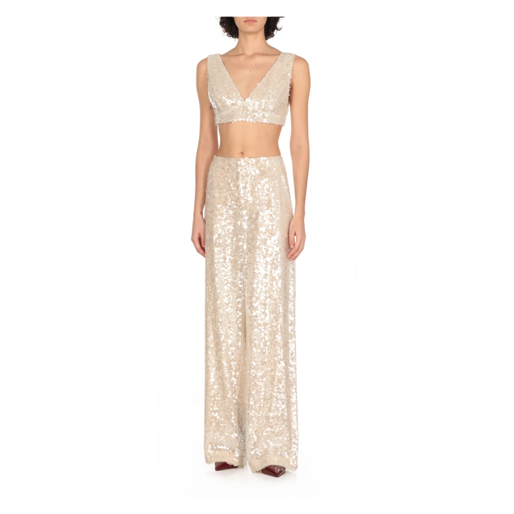 Philosophy di Lorenzo Serafini Ivoor Paillet V-Hals Mouwloze Top Beige Dames