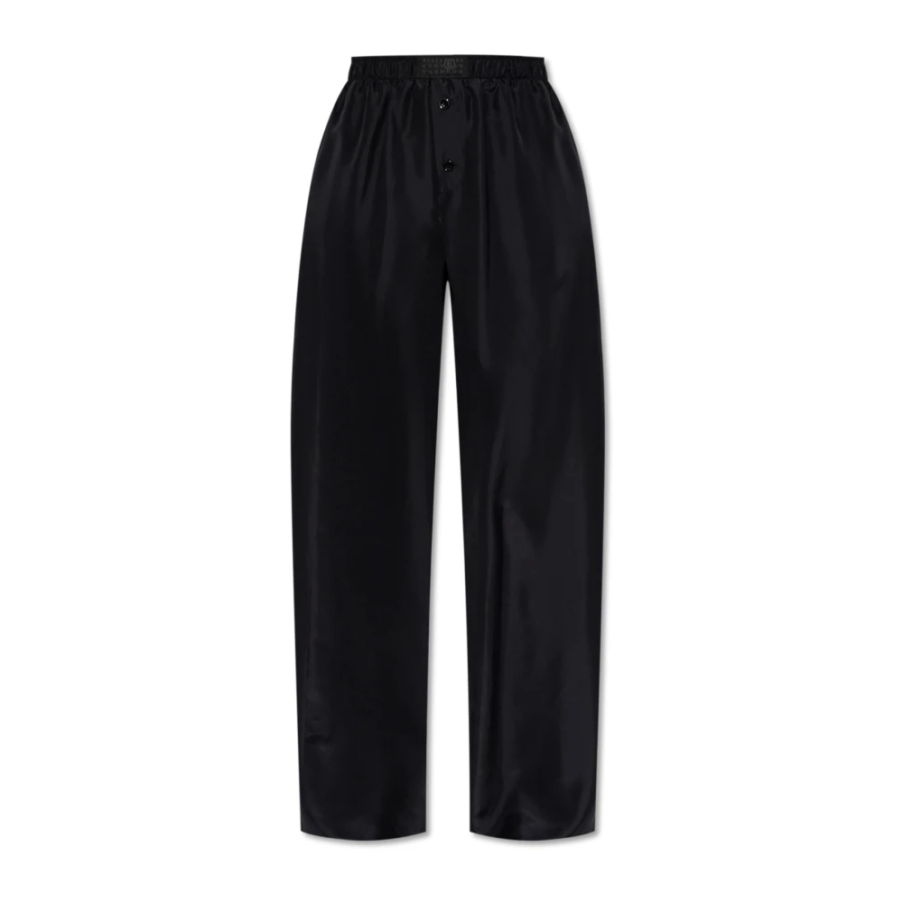 MM6 Maison Margiela Wijde zijden broek Black Dames