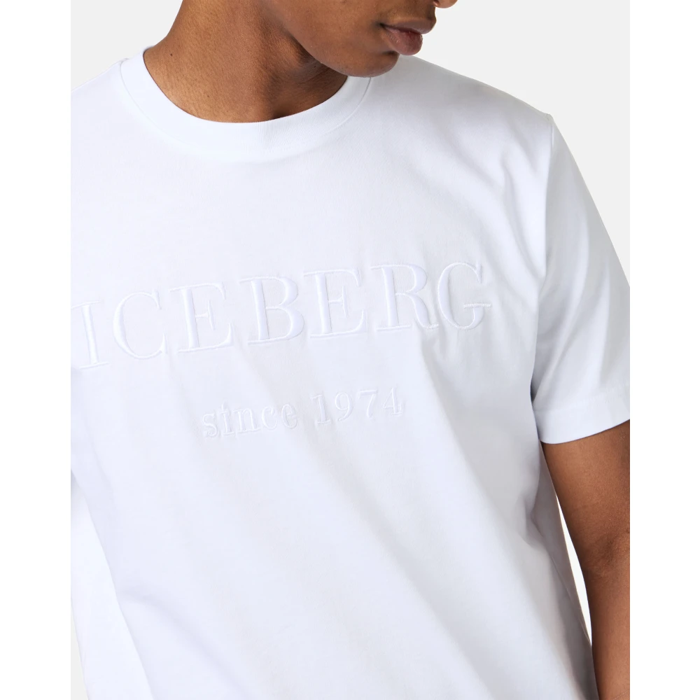 Iceberg Wit carry-over katoenen T-shirt met institutioneel logo borduurwerk White Heren