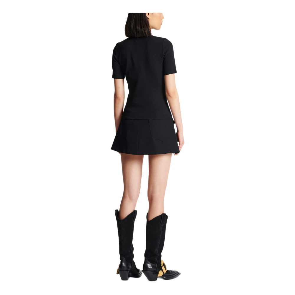 Balmain T-shirt met 6 knopen Black Dames