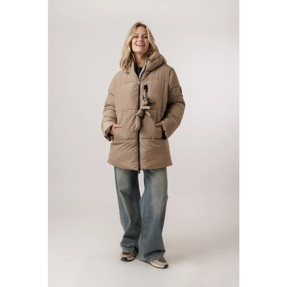 Ottod'Ame Steen Lichtgewicht Pufferjas met capuchon Brown Dames