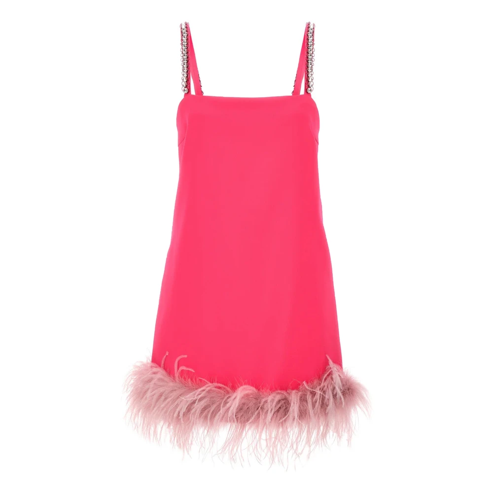 Pinko Veren Slipjurk in Fuchsia Crêpe Stof Pink Dames