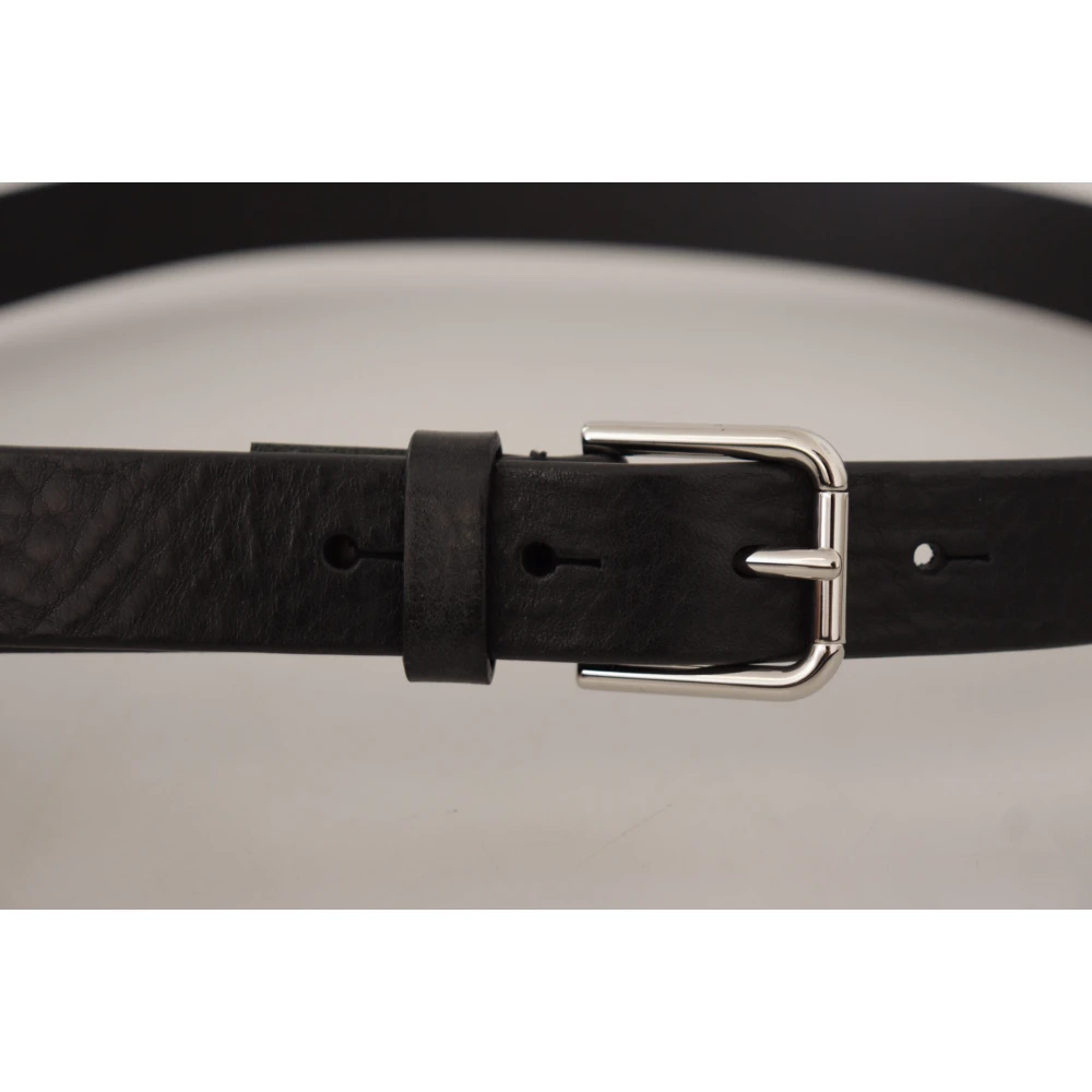 Dolce & Gabbana Elegante zwarte leren riem met metalen gesp Black Unisex