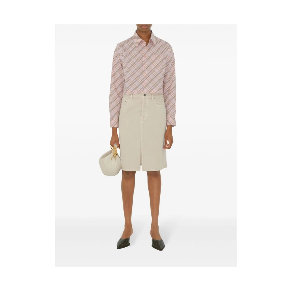 Burberry Vintage Check Patroon Katoenen Overhemd Pink Dames