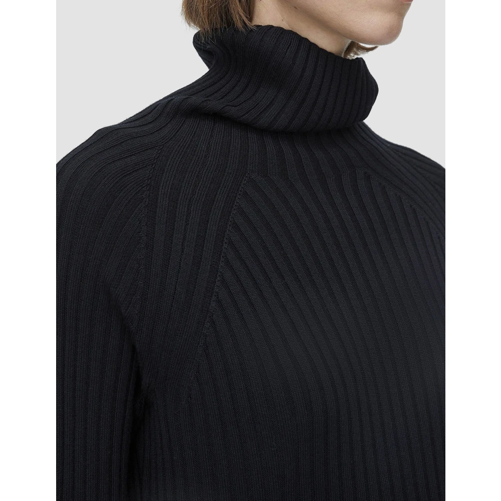 joseph Zwarte Geribbelde Slim Fit Jurk Black Dames