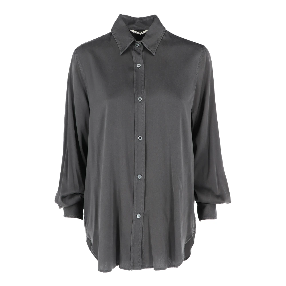 Caliban Casual Katoenen Overhemd voor Mannen Black Dames