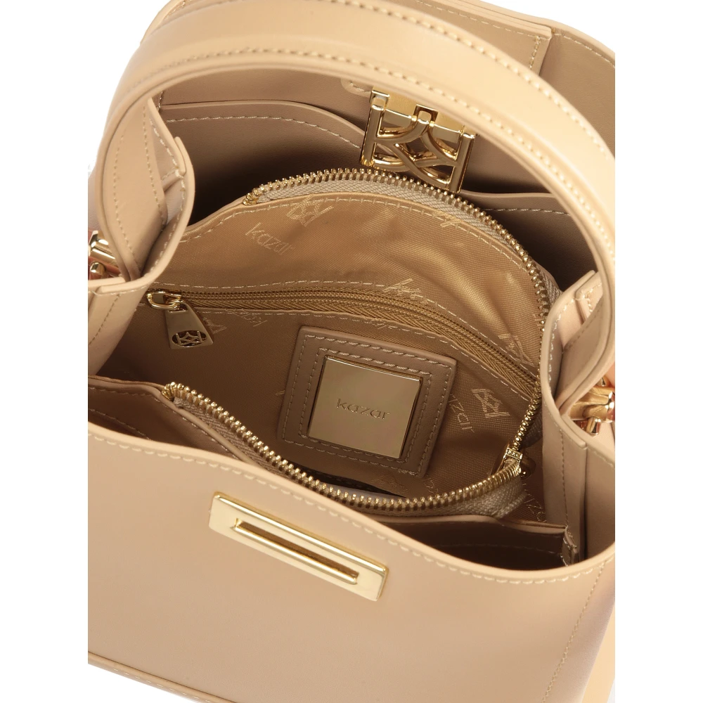 Kazar Leren tas met grote metalen sluiting Beige Dames