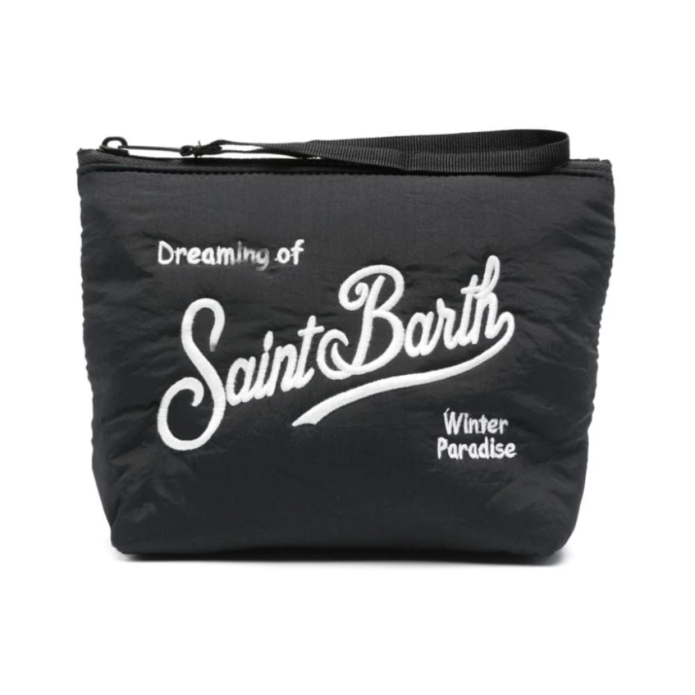 MC2 Saint Barth Geborduurde Logo Grijze Clutch Tas Black Dames