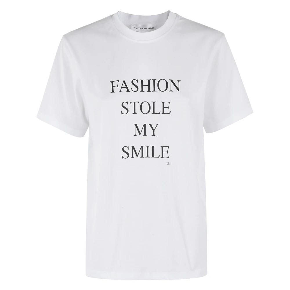 Victoria Beckham Stijlvolle Slogan Tee White Dames