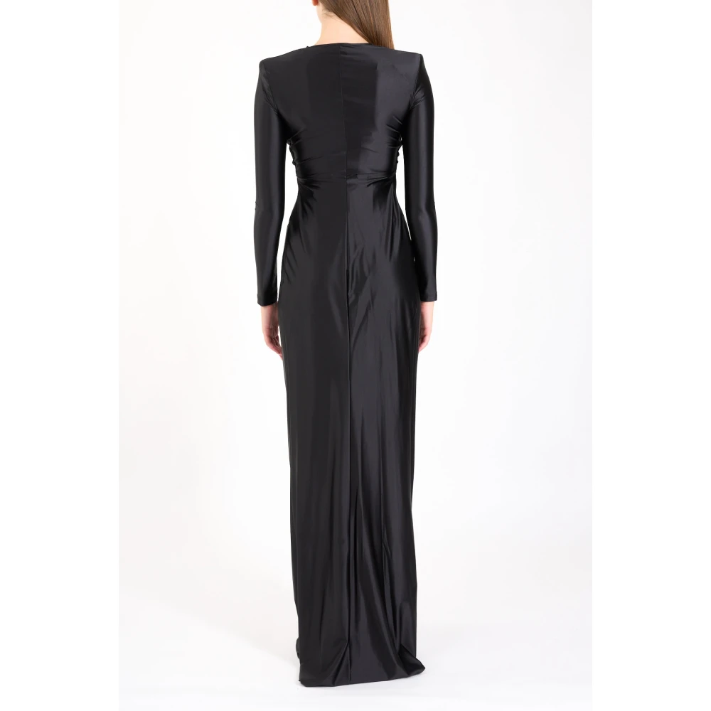 Elisabetta Franchi Lange rode loper jurk met lange mouwen Black Dames