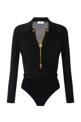Bodysuit i viskosgarn med juvelkedja