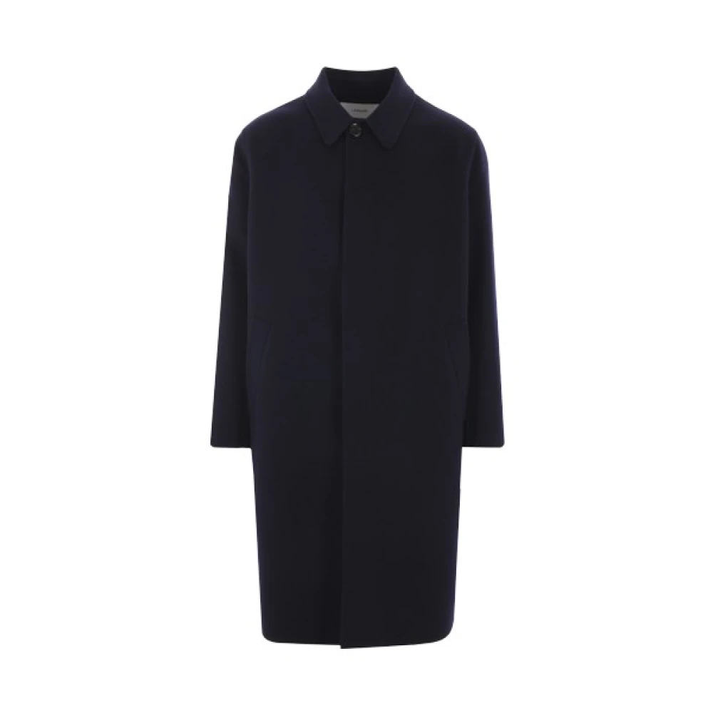 Lardini Blauwe Wolen Single-Breasted Jas Blue Heren