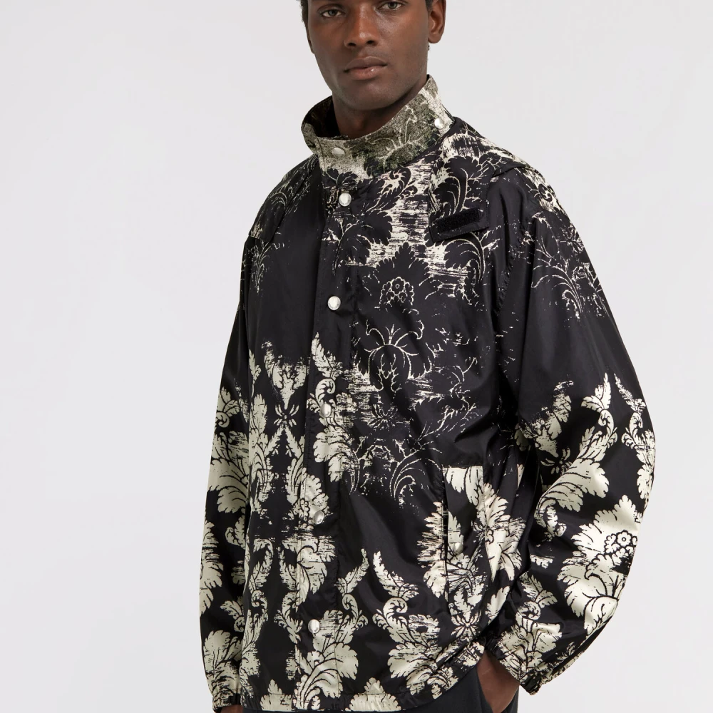 Roberto Cavalli Broccato Print Bomberjack Black Heren