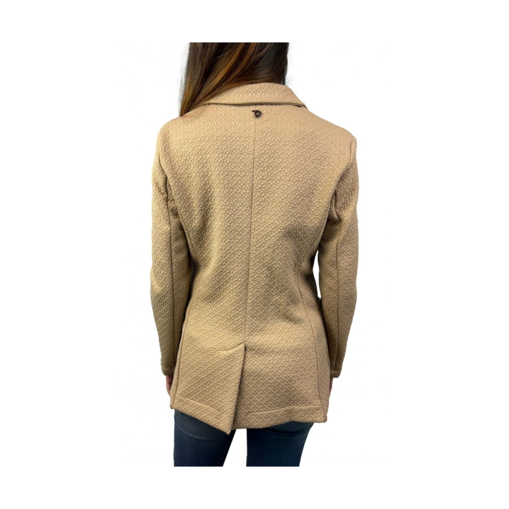 Dixie Beige jas met polyester en elastaan Beige Dames