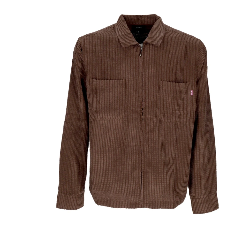 HUF Fluweel Rits Shirt met Kraag Purple Heren