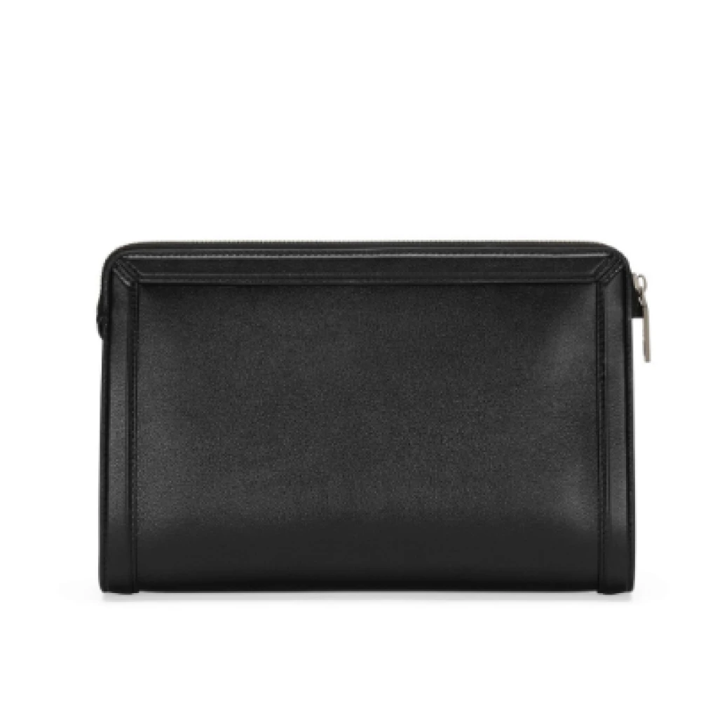 Dolce & Gabbana Zwarte Leren Pols Tas Black Heren