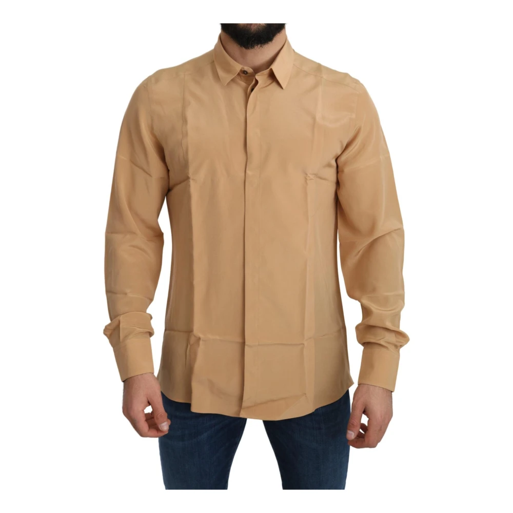 Dolce & Gabbana Yellow 100% Silk GOLD Top Slim Shirt - IT38 | XS - Image 2