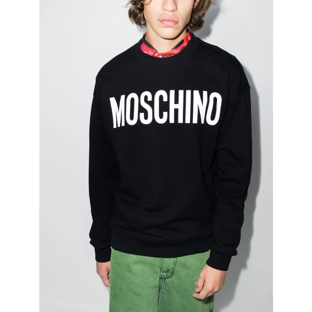 Moschino Klassieke Zwarte Sweater met Logo Black Heren