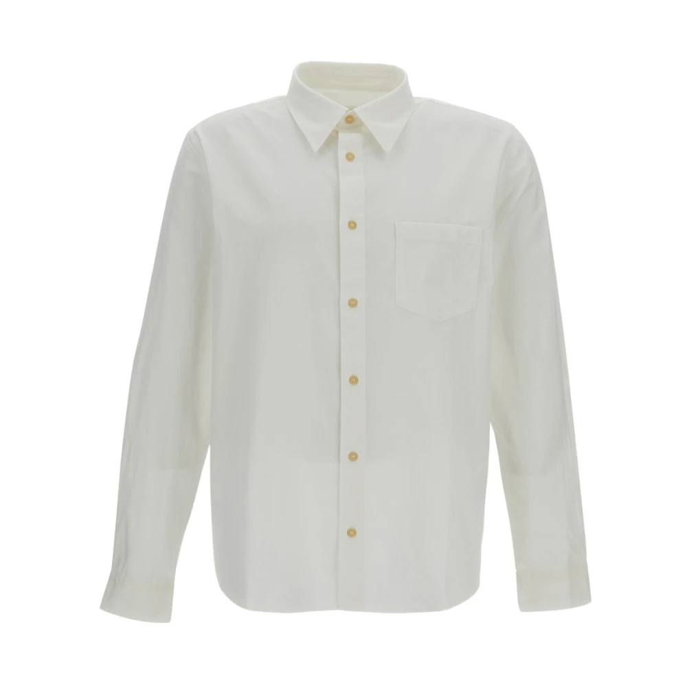 A.p.c. Men's Blue Cotton-Linen Shirt