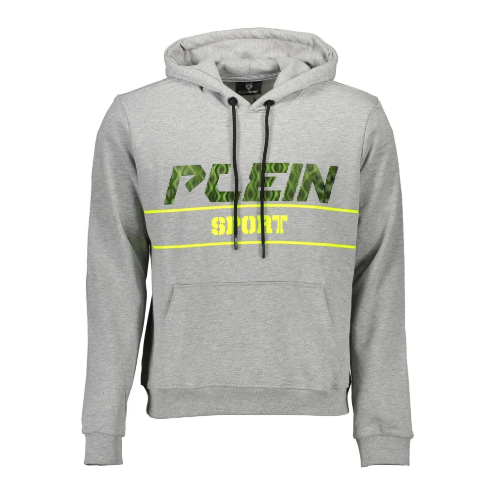 Plein Sport Men's Gray Hooded Sweatshirt Grey Long Sleeve - Long Sleeve Training Tops - Xl - Sport
