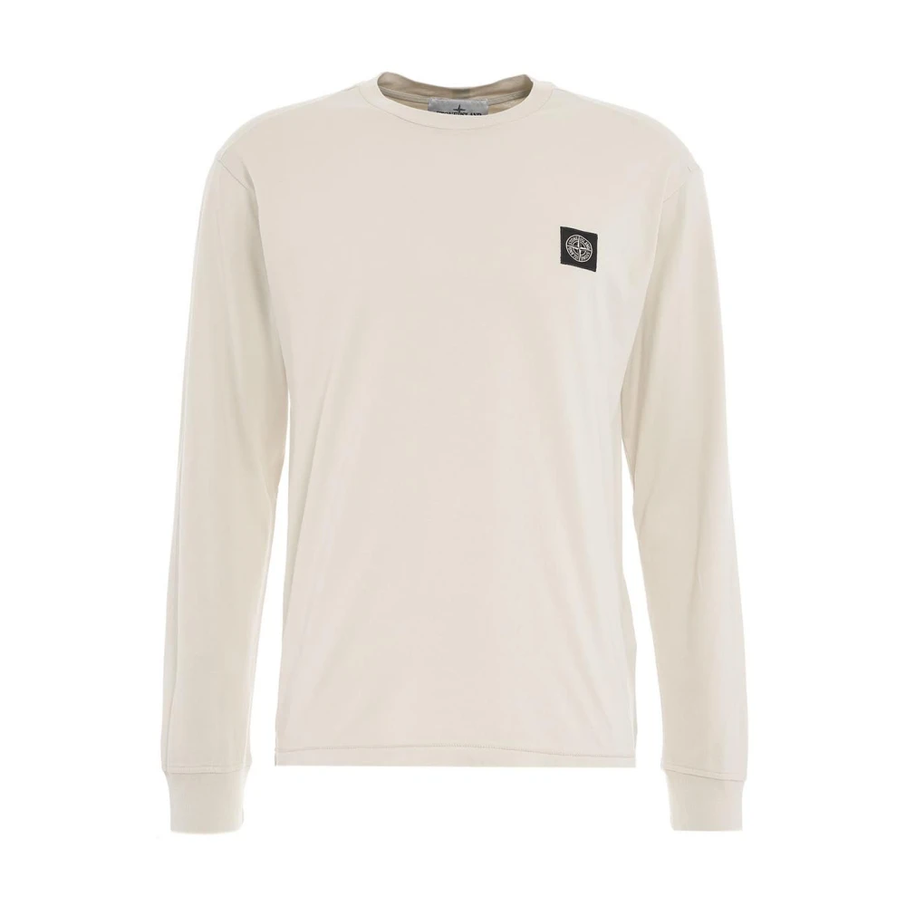 Stone Island T-shirt met logo patch Beige Heren