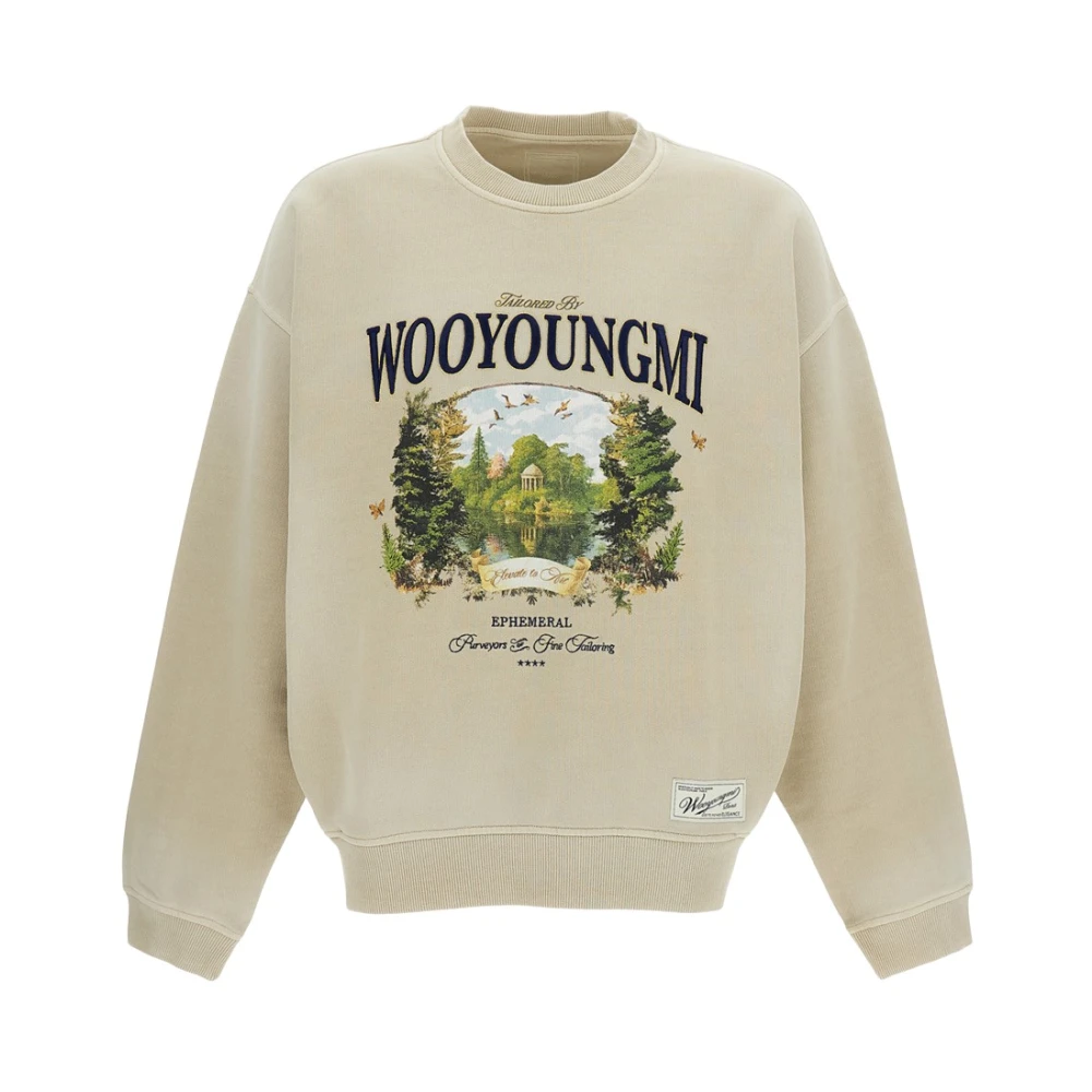 Wooyoungmi Men's Beige Sweatshirts, L, Garden Graphic Sweatshirt