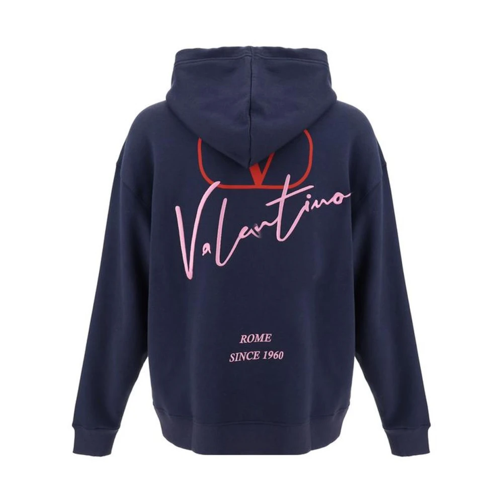 Valentino Katoenen Hoodie met Koord en Zak Blue Heren