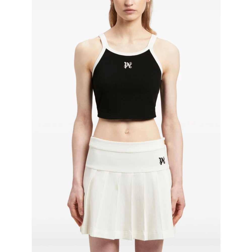 Palm Angels Zwarte mouwloze top met logo print Black Dames