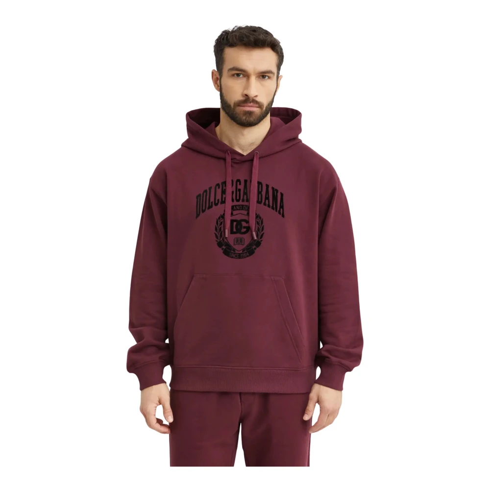 Dolce & Gabbana Men's Brown Cotton Hoodie With Logo - Hoodies - M - Sweatshirts & Hoodies